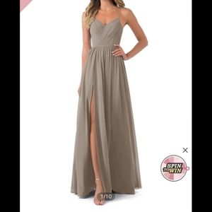 Azazie Cora Taupe Bridesmaid Dress